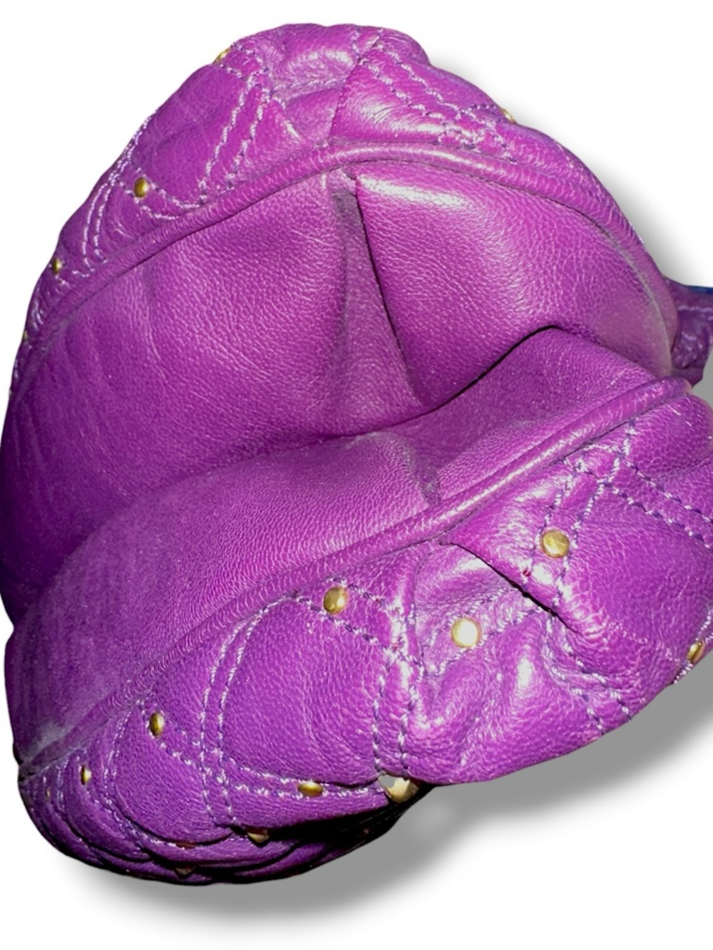 Marc Jacobs Calfskin Stardust Cecilia Studded Satchel VIBRANT PLUM PURPLE - Picture 7 of 11